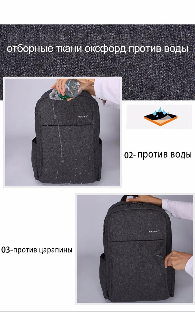 Tigernu Анти Вор USB зарядка 15." ноутбук рюкзак для женщин мужской рюкзак школьная сумка для мужчин рюкзак