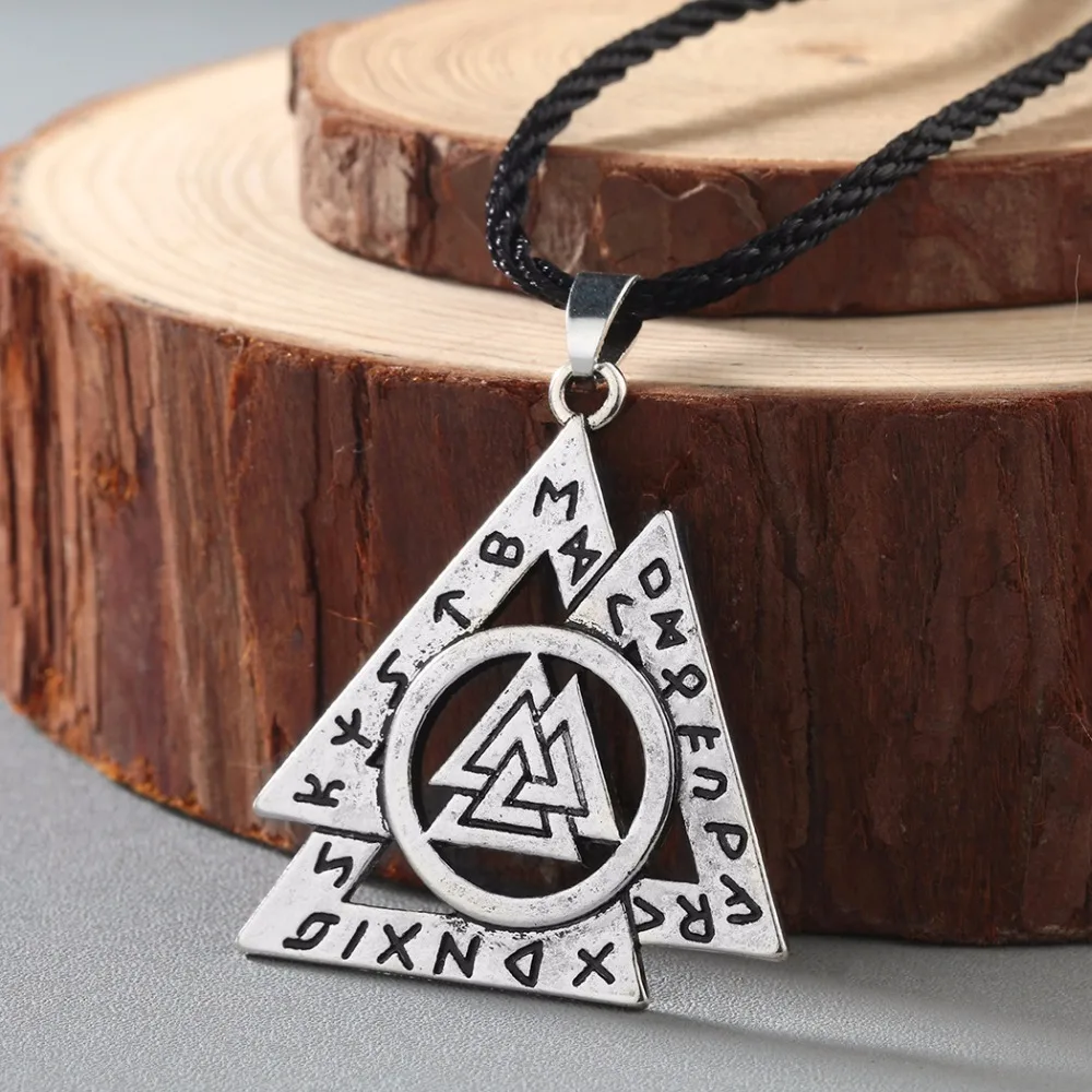 Ностальгия Valknut Odin символ викингов ожерелье скандинавские руны треугольные