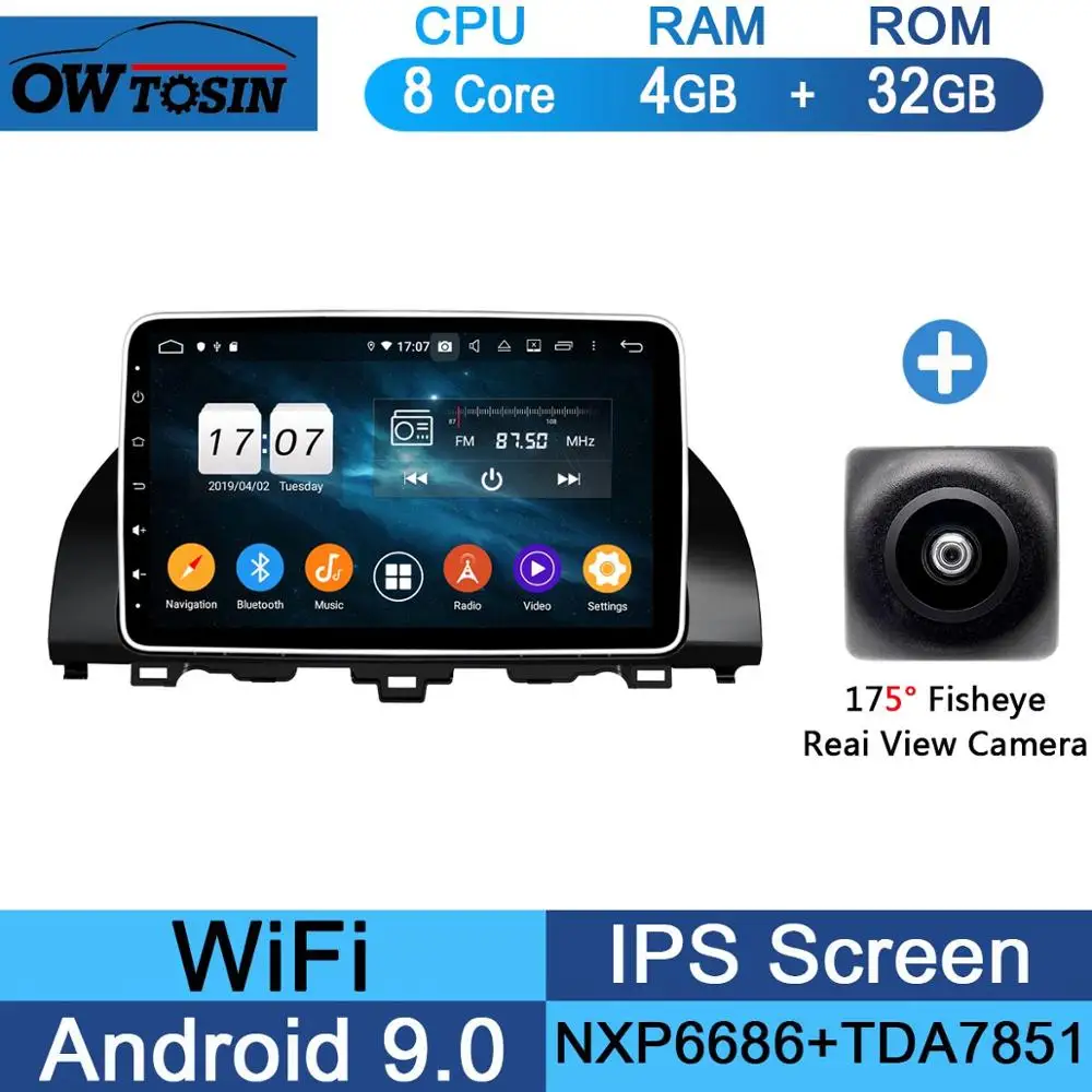 32G Fisheye Camera 10," ips Android 9,0 8 ядерный 4 Гб ram+ 64 ГБ rom Автомобильный DVD радио плеер gps для Honda ACCORD 10 DSP CarPlay Parrot BT Adas стерео - Цвет: 32G Fisheye Camera