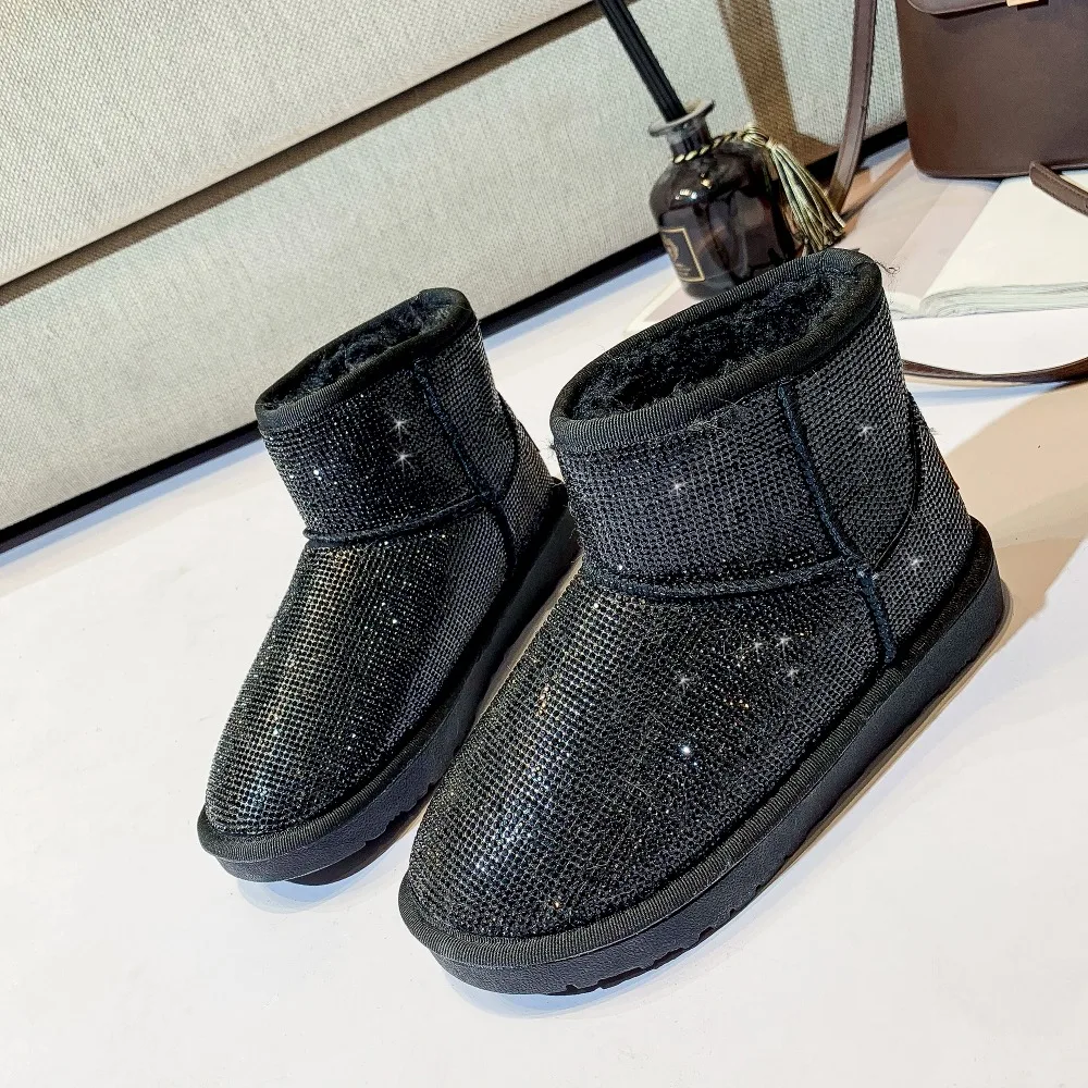 Роскошный блеск все кристаллы стразы 2019 зимние Повседневное теплые женские