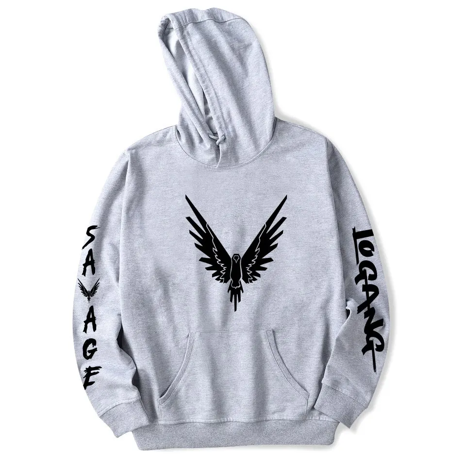 Новейшие толстовки с капюшоном Logan Paul Maverick Bird, мужские и женские повседневные толстовки с капюшоном Jake Paul, Harajuku, уличная одежда, мужские толстовки H017 - Цвет: Серый