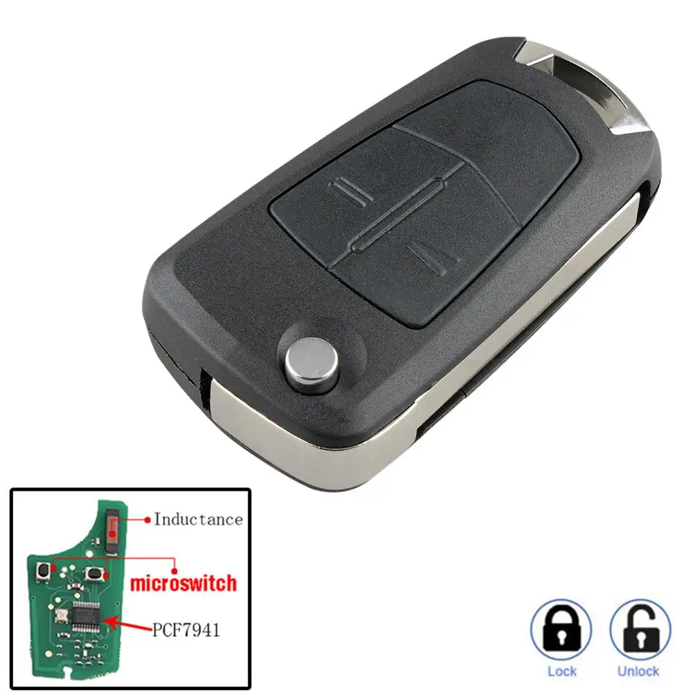 2 кнопки PCF7941 чип Автомобильный Дистанционный ключ для Vauxhall Opel Astra H Zafira B 2005 2006 2007