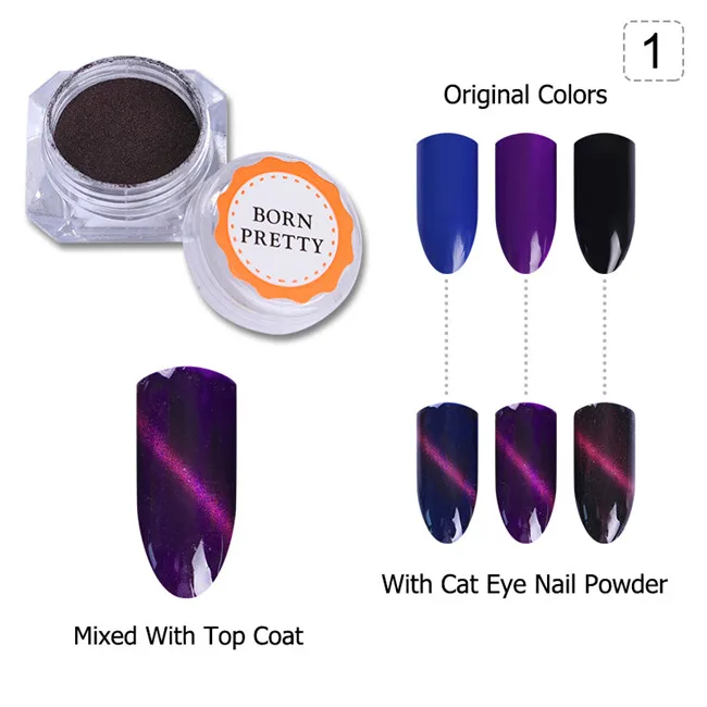Color 1 1 г 1,2 г порошок для ногтей кошачий глаз Блестящий Магнитный великолепный хромированный пылезащитный пигмент магнит маникюрный художественный аксессуар для украшения - Цвет: Color 1