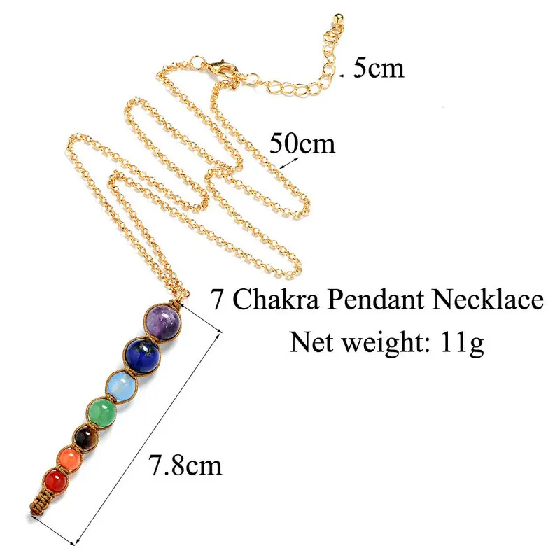 Маятниковая подвеска reiki stone charms Seven chakra spirit ожерелье маятник натуральная