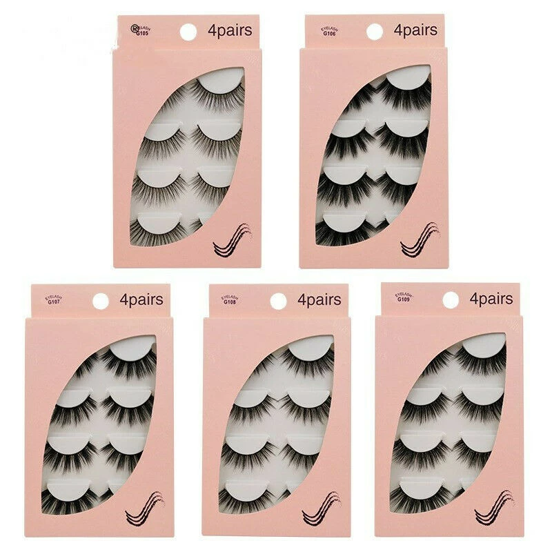 

False Eyelashes 4Pairs Mink Eyelashes 3D Mink Lashes Fake Eyelashes Natural False Lashes Cilios Lash Extension Make Up Tools