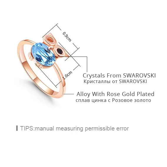 Панк Ретро Кольца совы для женщин/мужчин кристаллы от Swarovski романтическое кольцо
