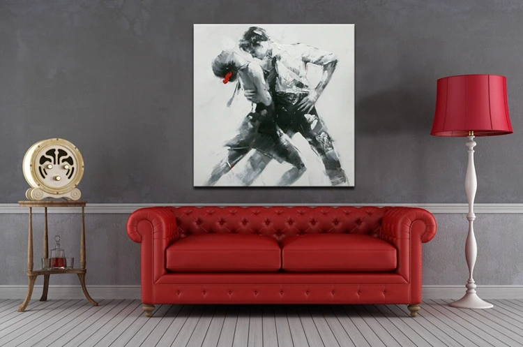 

No Frame Dropshipping Home Decoration Man and Woman Dancer Frameless Wall Art Picture By 100% Handmade Oil Painting On Canvas