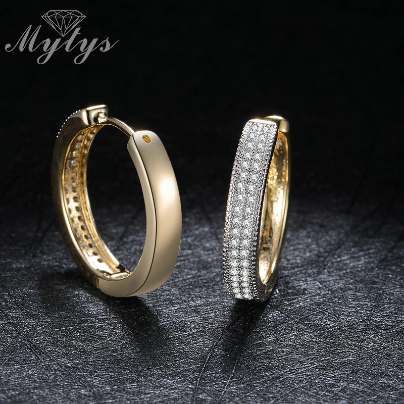 Женские маленькие серьги-кольца Mytys круглые серьги с инкрустацией стразами