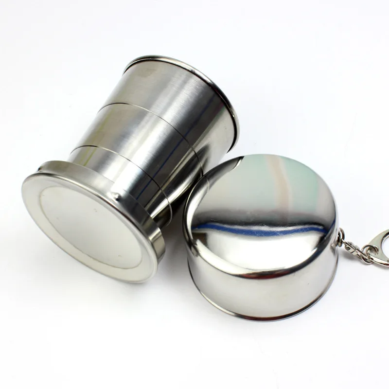 Outdoor Stainless Steel Folding Cup 60ml/150ml/250ml Travel Camping Hiking Collapsible With Keychain Telescopic Mug | Спорт и