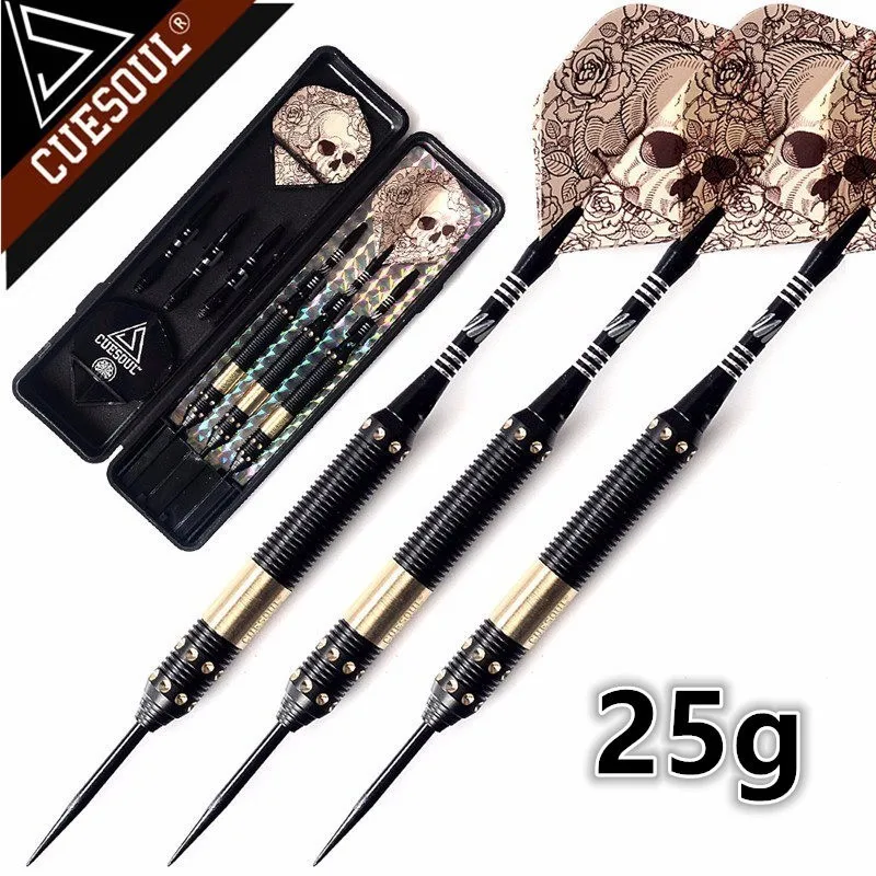 25g Cuesul 23 г 25 г 27 г профессиональный стальной наконечник дротики латунный баррель с крутым коричневым черепом дардо перо Листья полеты - Цвет: 25g