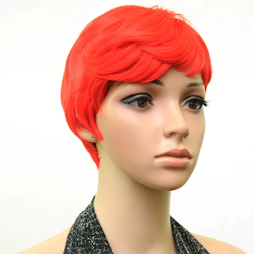 red HAIRJOY синтетические волосы Мути цвет челка высокая температура волокно женщина короткий парик 18 цветов - Цвет: red