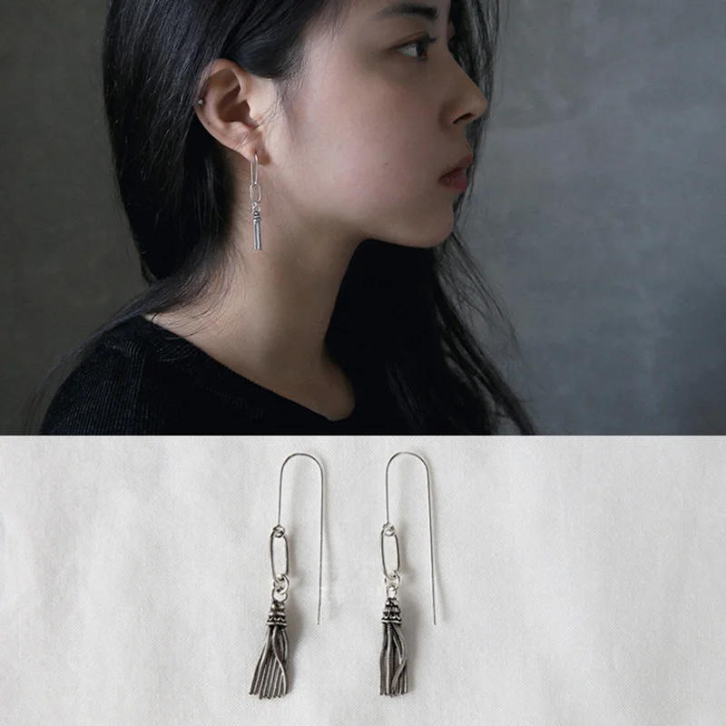 Модные длинные серьги из Рафинированного Серебра 925 для женщин Романтические