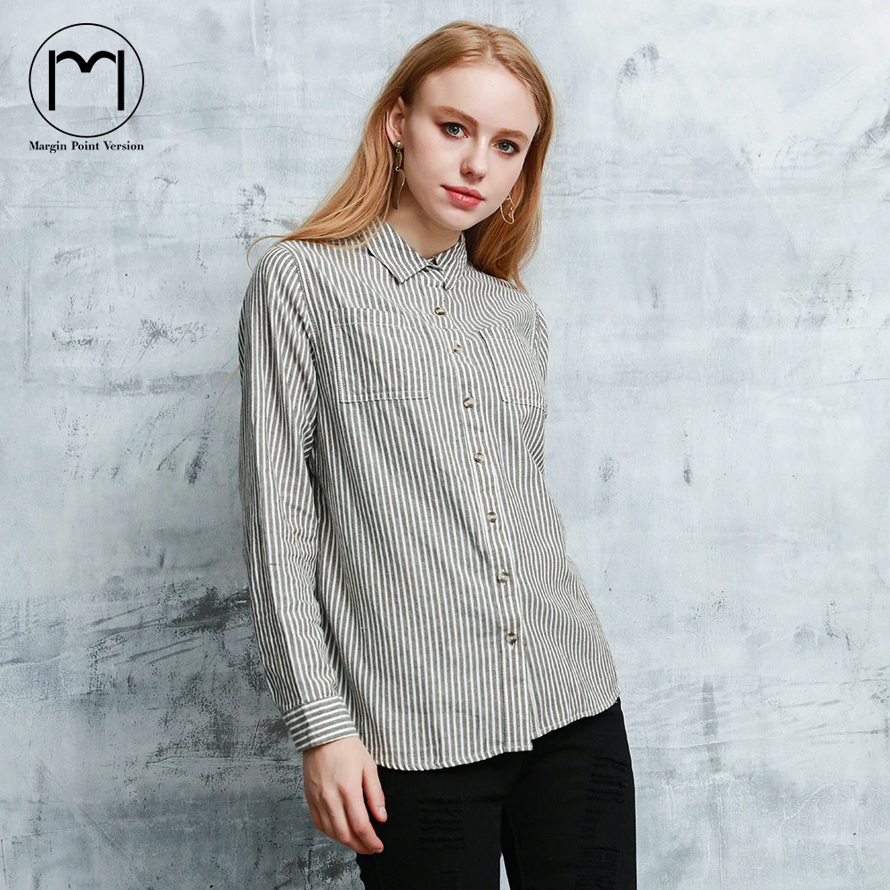 5 color Long Sleeve Womens Cotton Plaid and stripe Shirt Turn Down Collar Blusas Feminino Ladies Blouses Tops Fashion |