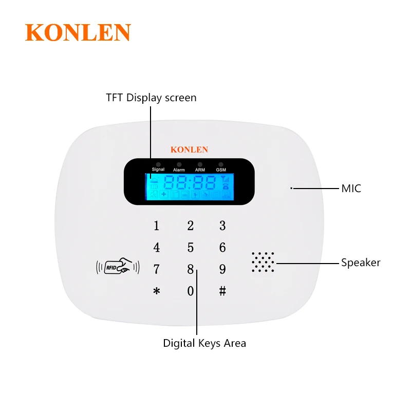 KONLEN Беспроводная GSM домашняя охранная sms сигнализация Голосовая RFID Проводная