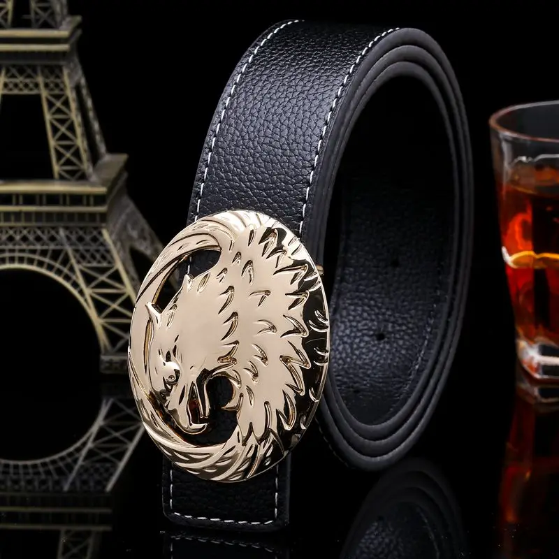 Ремень с гладкой пряжкой для мужчин и женщин дизайнерский ремень золотистого