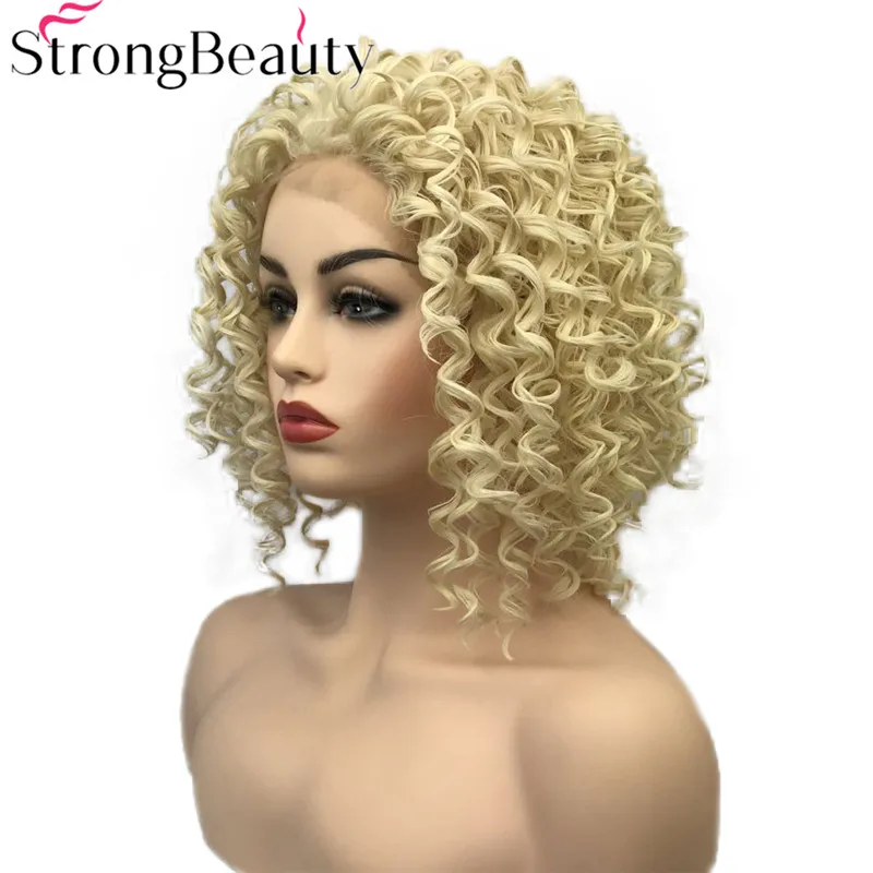 Фронтальный парик StrongBeauty на сетке синтетические волосы кудрявые парики средней