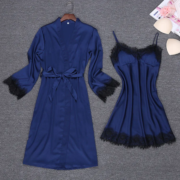 Сексуальный Весенний костюм халат из 2 предметов топ на бретелях кимоно