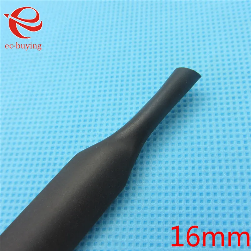 Термоусадочная трубка 1 м черная термоусадочная с внутренним диаметром 16 мм