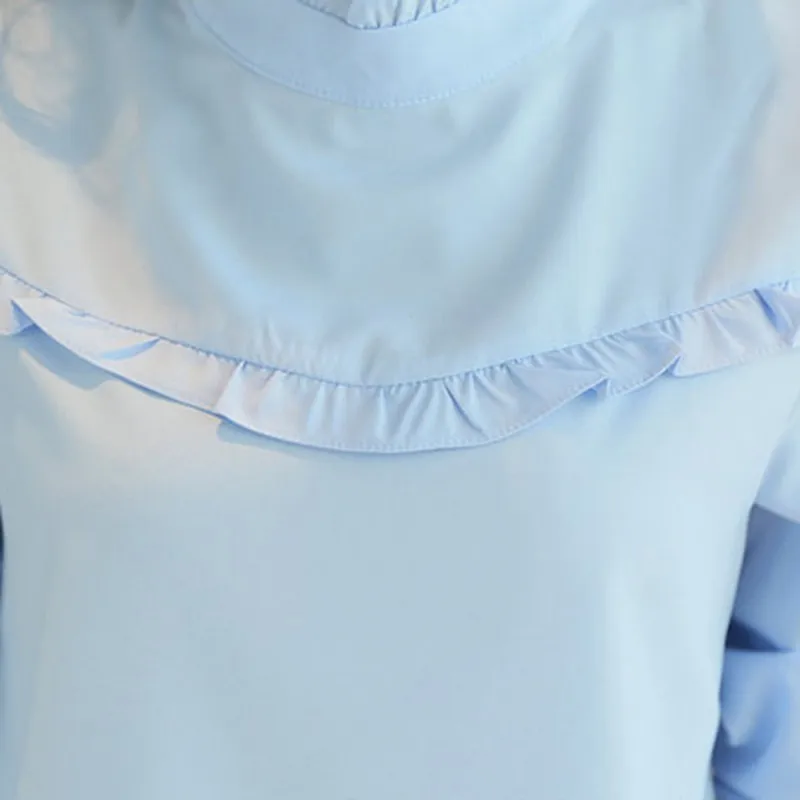 

Women Blouse White Shirt Top Femme Casual Stand OL Work Solid Blouses 2 Styles