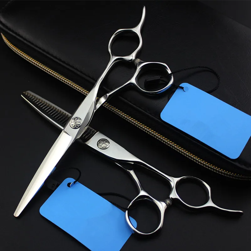

upscale professional japan 440c 6 inch flower hair scissors cutting barber makas haircut thinning shears hairdressing scissors