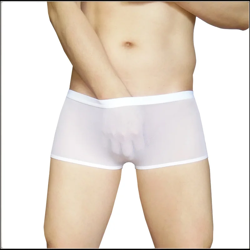 2016 мягкие мужские боксеры с промежностью бесшовное бикини Сетчатое нижнее белье
