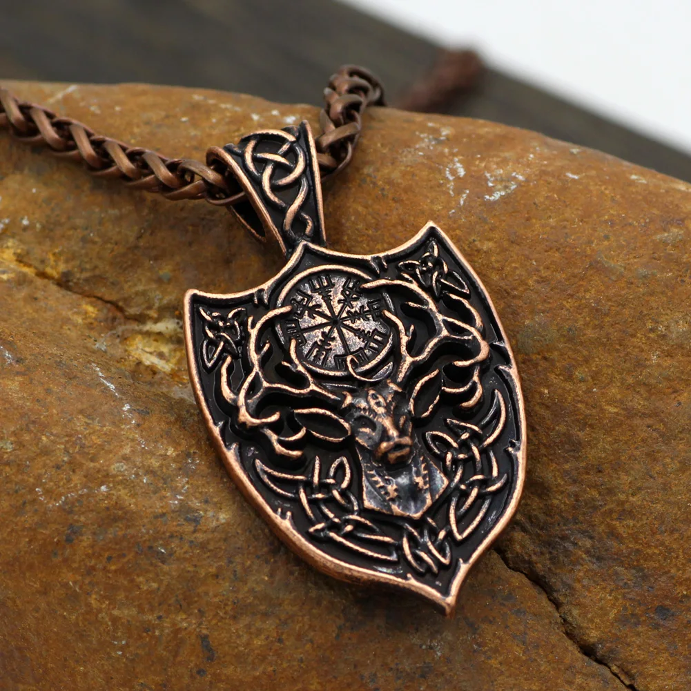 Мужской двухсторонний олень викингов Секира легендарный амулет Aegishjalmur ожерелье