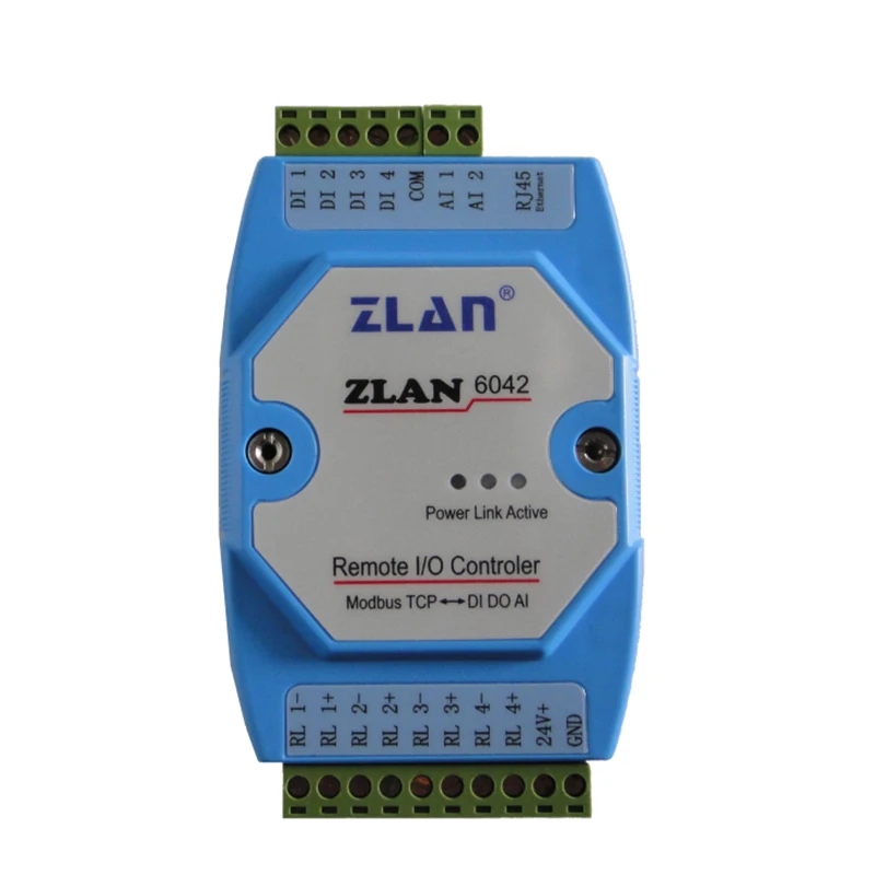 ZLAN6042 сетевой пульт Ethernet RJ45 порт IO контроллер Modbus TCP/RTU 4 канала A/D Модуль - Фото №1