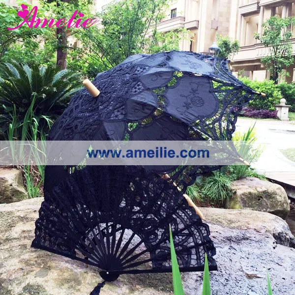 Бесплатная доставка 5 комплектов свадебный кружевной зонтик для невесты и веер |