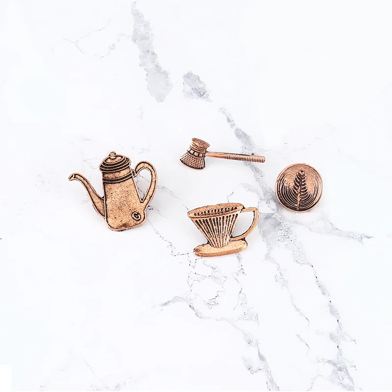 4 шт./компл. винтажная кофейная техника булавки броши пряжка фильтр горшок чашка
