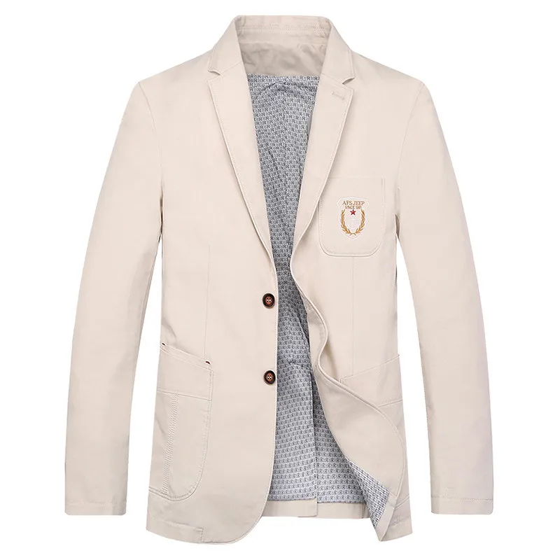 ZDC188 Beige Пять цветов, мужской осенний Модный повседневный брендовый Блейзер, пальто, мужские Весенние хлопковые afs jeep блейзеры, приталенные костюмы, куртки, M-4XL - Цвет: ZDC188 Beige