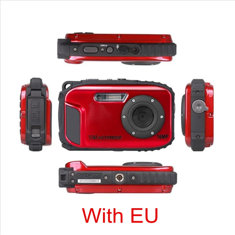 Red EU HD Водонепроницаемая мини-камера цифровая 16MP 2,7 'фото камера 8x Zoom Instax Camara De Fotos анти-встряхивание видеокамера 1080P CMOS - Цвет: Red EU