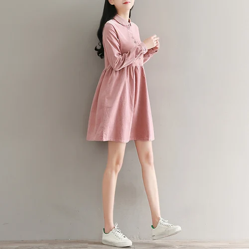 Robe Femme новинка 2018 года осенне-зимнее винтажное платье Стиль Mori Girl вельветовый с