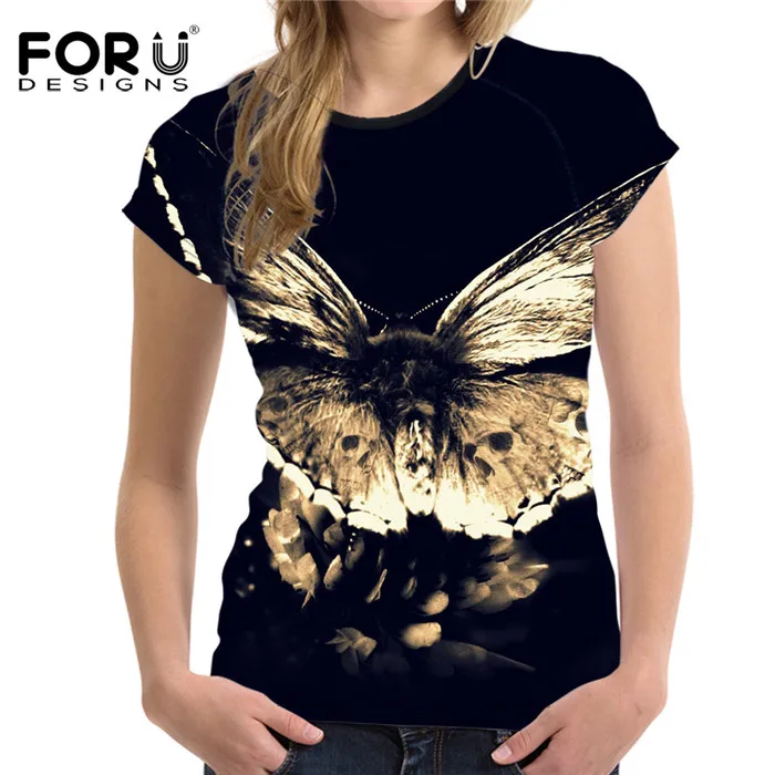 FORUDESIGNS/ модная футболка женская с принтом бабочки футболка Wonder women Harajuku Топ медовая футболка Повседневная Весенняя футболка s-xxl - Цвет: Z682BV