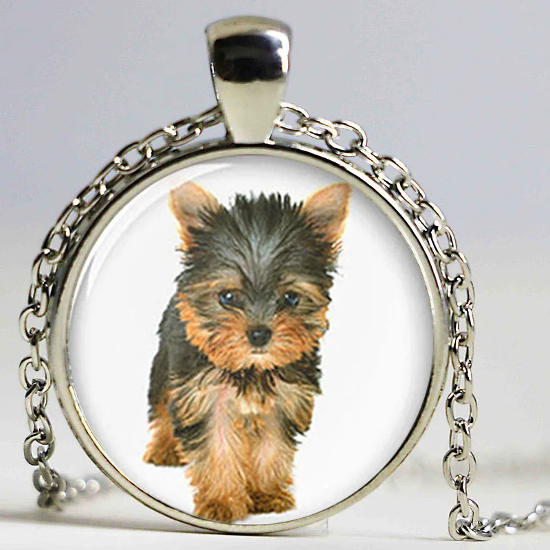 1 шт. ожерелье Yorkie симпатичная собака йоркширского терьера подвеска стеклянная