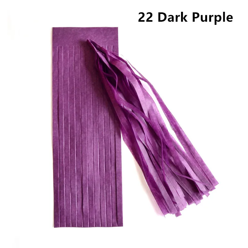 22 dark purple 5 шт. 14 дюймов гирлянда из папиросной бумаги с кистями для свадебного украшения Diy Висячие на день рождения Вечеринка Детский душ вечерние принадлежности 35 см - Цвет: 22 dark purple
