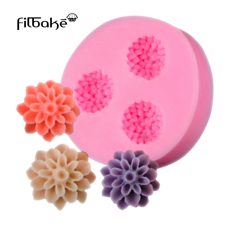 FILBAKE 3 цветка 3D помадка силиконовая форма для украшения торта DIY домашнее мыло