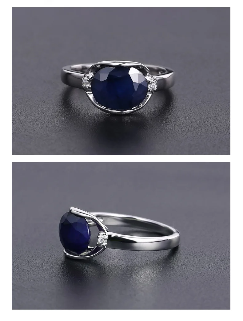 GEM'S балетное Новое 3.24Ct натуральные кольца с голубым сапфиром Настоящее 925 пробы Серебряное классическое овальное кольцо для женщин юбилей прекрасный подарок