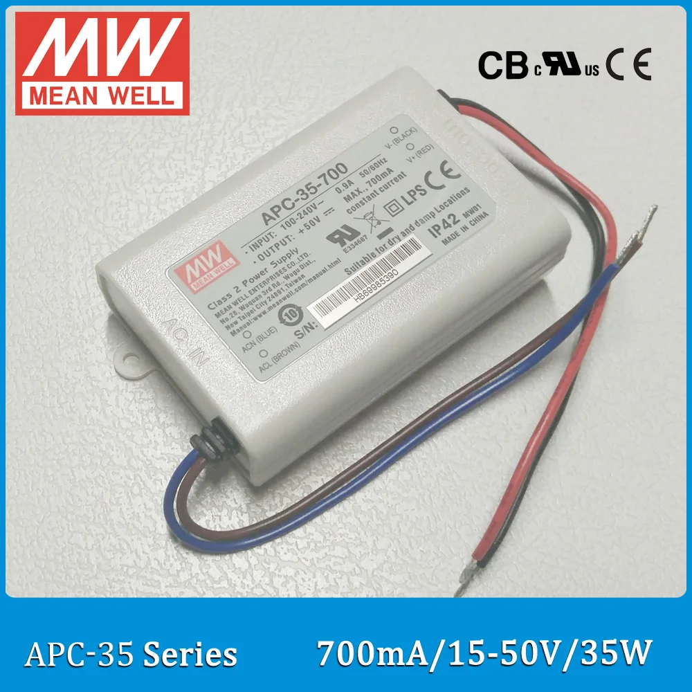 Оригинальный Meanwell Светодиодный драйвер APC 35 700 один выход Вт 15 ~ с алюминиевой