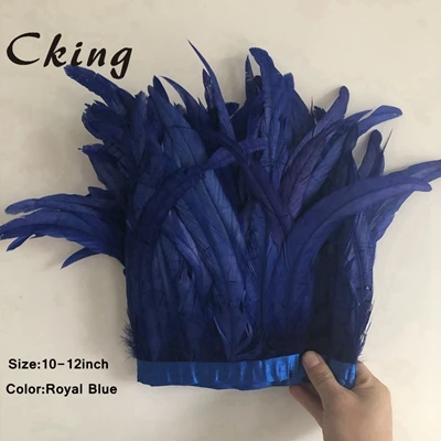 royal blue Cking 1 метр 25-30 см серый куриный петушиные перья Отделка Ткань боковая лента с перьями из хвоста петуха TrimsClothing свадебное украшение кружева - Цвет: royal blue