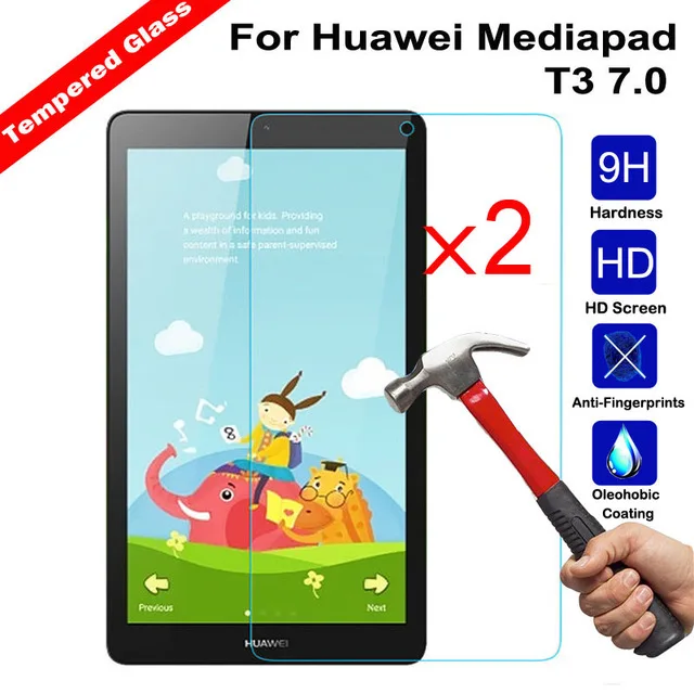 2 X стекло закаленное для HUAWEI BG2 W09 MediaPad T3 7 0 Wifi Защитная пленка экрана планшета