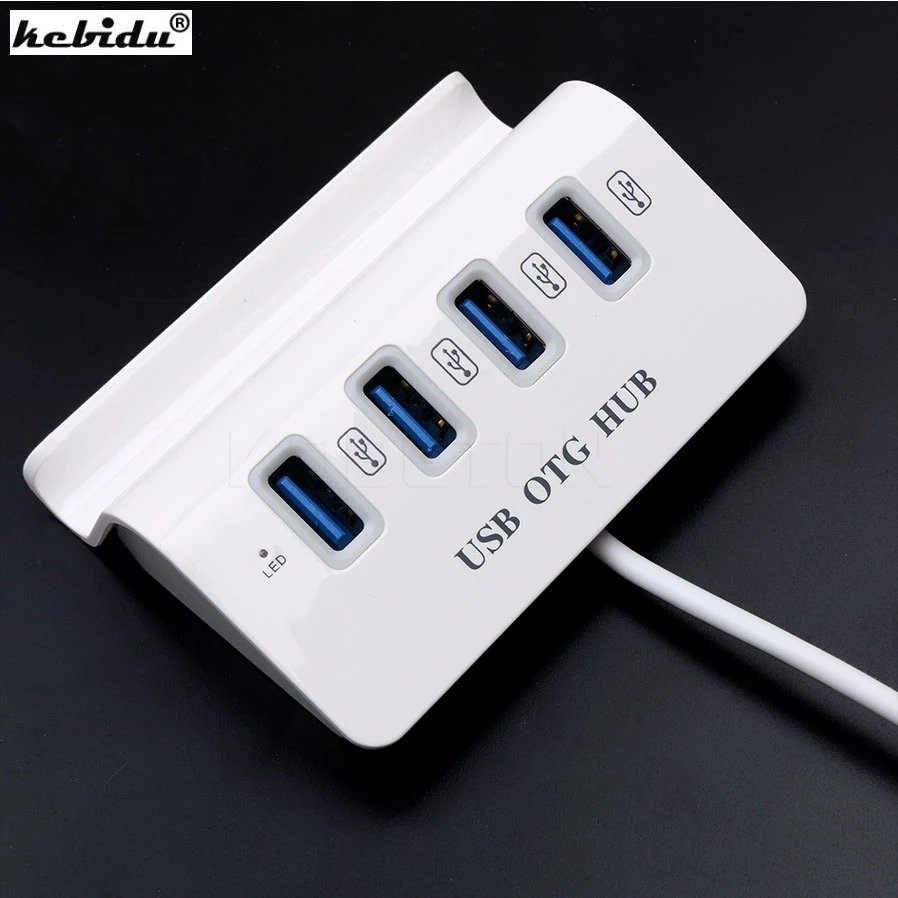Kebidu 2 в 1 4 порта Micro USB OTG HUB адаптер Port led usb 0 Удлинительный Кабель hub для samsung galaxy s6