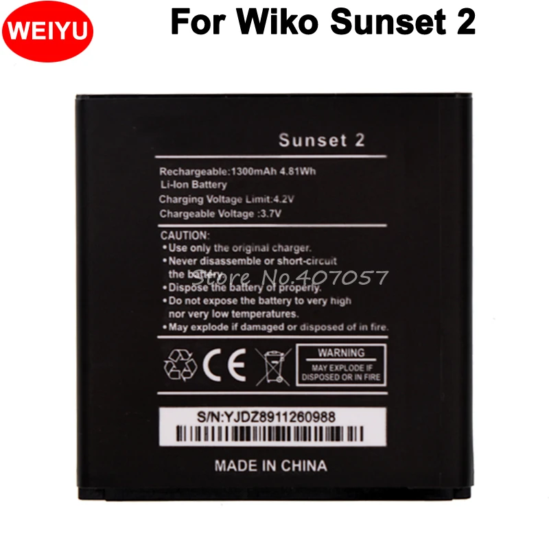 For Wiko Sunset 2 Battery 1300mAh Sunset2 Batterie Bateria AKKU | Мобильные телефоны и аксессуары