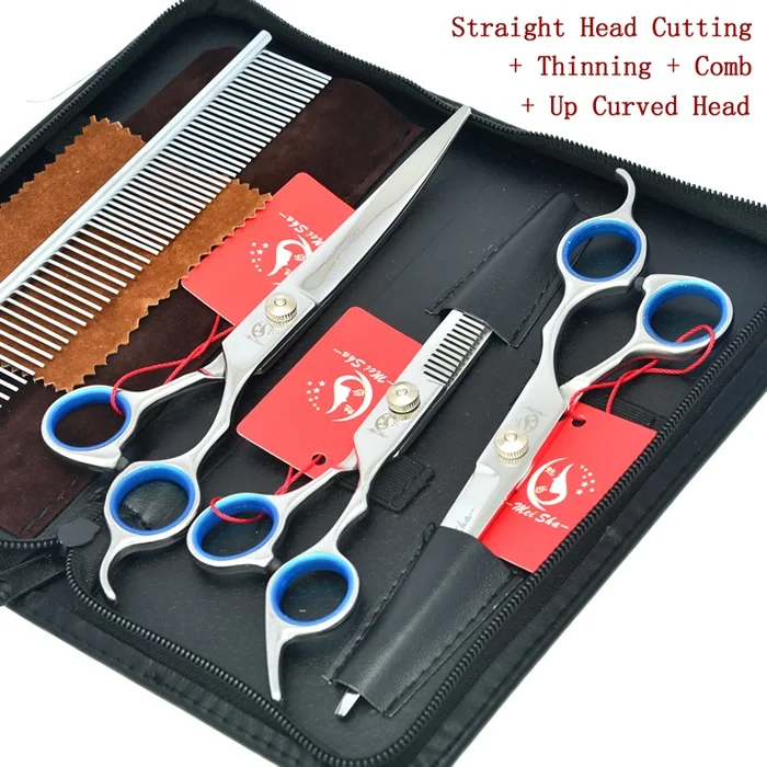 HB0062 with Case 7," профессиональные ножницы для домашних животных для ухода за собакой из нержавеющей стали прямые изогнутые ножницы для резки 6,5" Кошка Филировочная машинка HB0061 - Цвет: HB0062 with Case