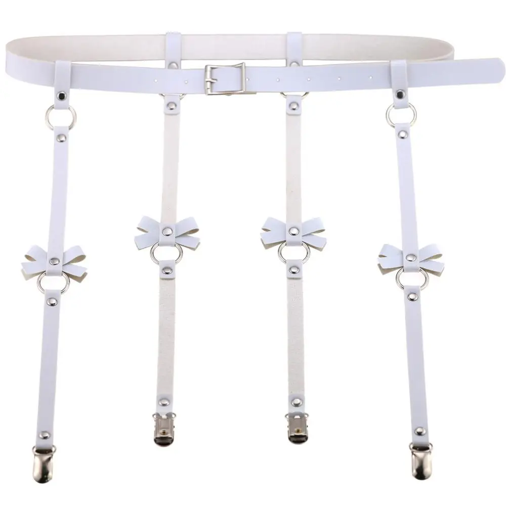 Duck Buckle White Нижнее белье Харадзюку сексуальные горячие эротические жгут бондаж из ремней чулок талии Готическая подвязка панк из искусственной кожи тела Чокеры ног Подвязки - Окраска металла: Duck Buckle White