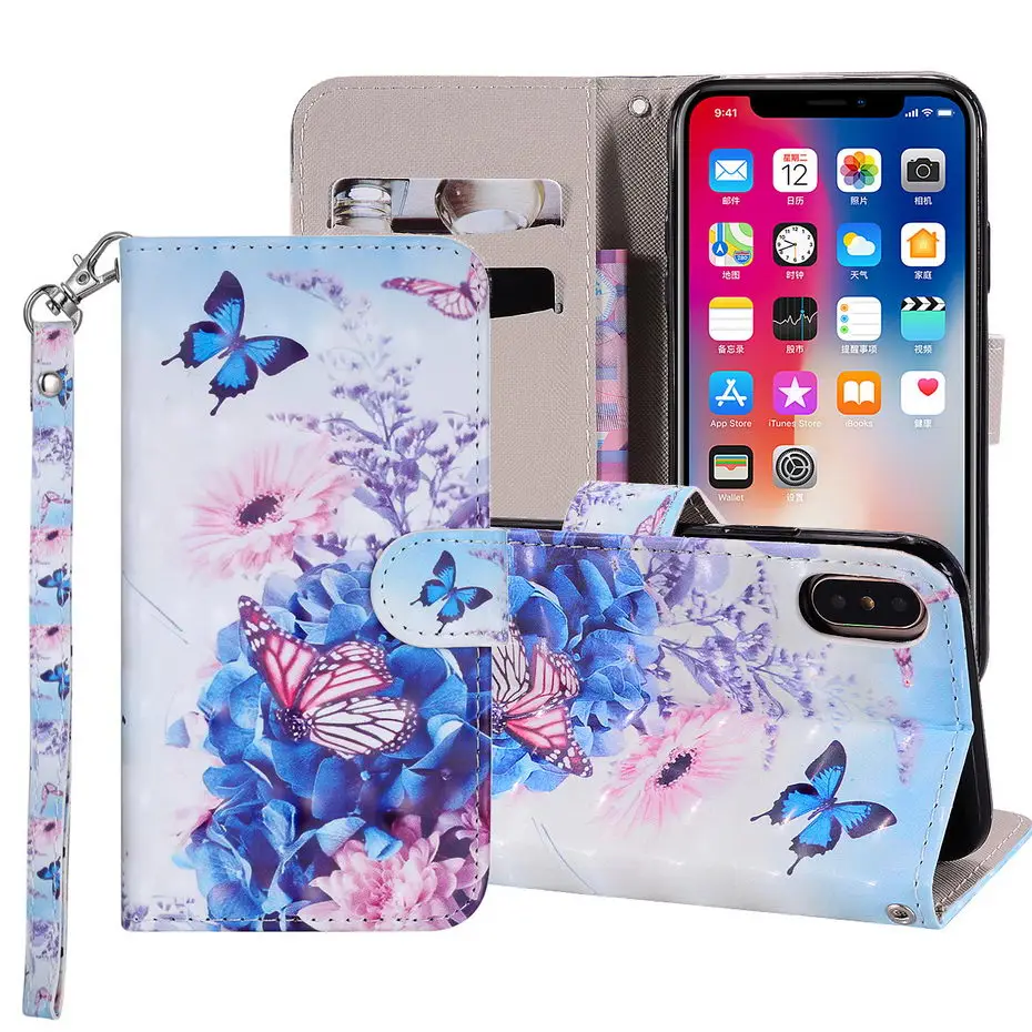 Роскошный чехол-книжка из искусственной кожи для iPhone 5, 5C, 5S, SE, 6, 6 S, 7, 8, 9 Plus, чехол-книжка для мобильного телефона, чехол с рисунком