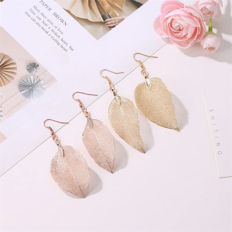 2019 Pendientes Mujer Горячая Модная бижутерия оптом полые металлические листья Висячие