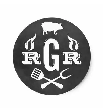 

1.5inch Monogram Sticker Seal Black Chalkboard BBQ