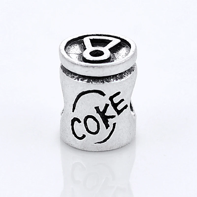 2 шт./лот Посеребренная бусина талисман в виде бутылки кока колы подходит для