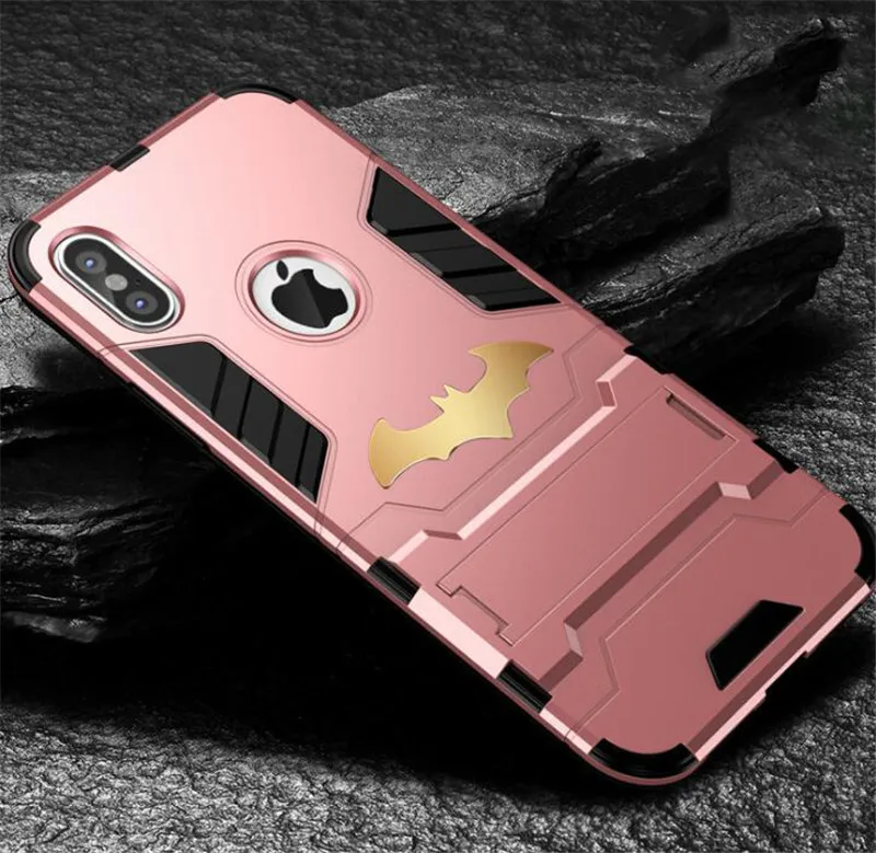 Rose Gold JAMULAR 360 полная защита чехлы-держатели для мобильного телефона для iPhone 8 7 XS MAX XR X 6 6s противоударный чехол для телефона для iPhone 7 Бэтмен Броня Fundas - Цвет: Rose Gold