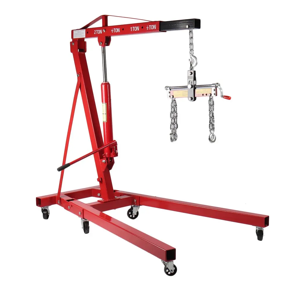 Моторный кран с балансиром 2 т складной гидравлический для мастерской мобильный